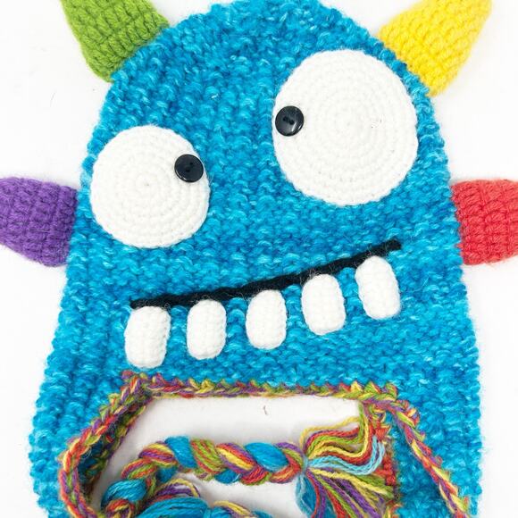 Andes Gifts Made in Peru Kids Monster Spike Handknit Alpaca Blend Beanie Hat - Picture 2 of 4